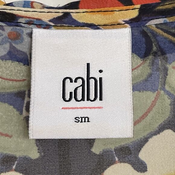 Cabi Blouse Size Small Amour Floral Heart Navy Blue Button Up Shirt Romantic - Picture 8 of 9
